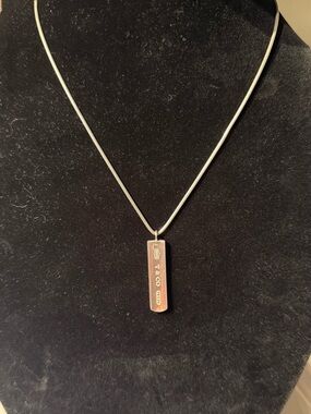 Tiffany & Co. Silver .925  Sterling Silver 1837 ID Bar & Snake Chain Necklace